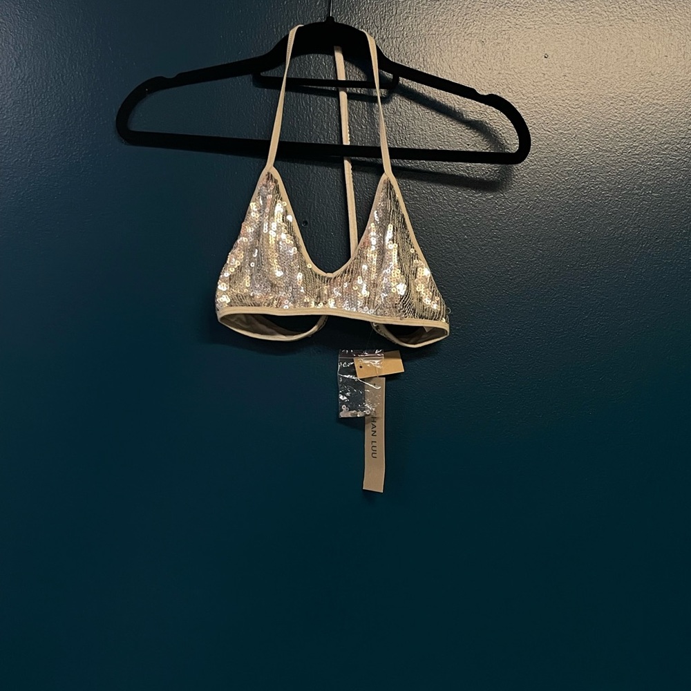 Chan Lulu Silver Sequin Bralette